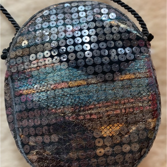 Vintage 80s Sequin Bag - Made In Germany - Picture 5 of 9